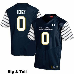 Notre Dame Fighting Irish Men's Braden Lenzy #0 Navy Under Armour Alternate Authentic Stitched Big & Tall College NCAA Football Jersey ZBA5499AJ